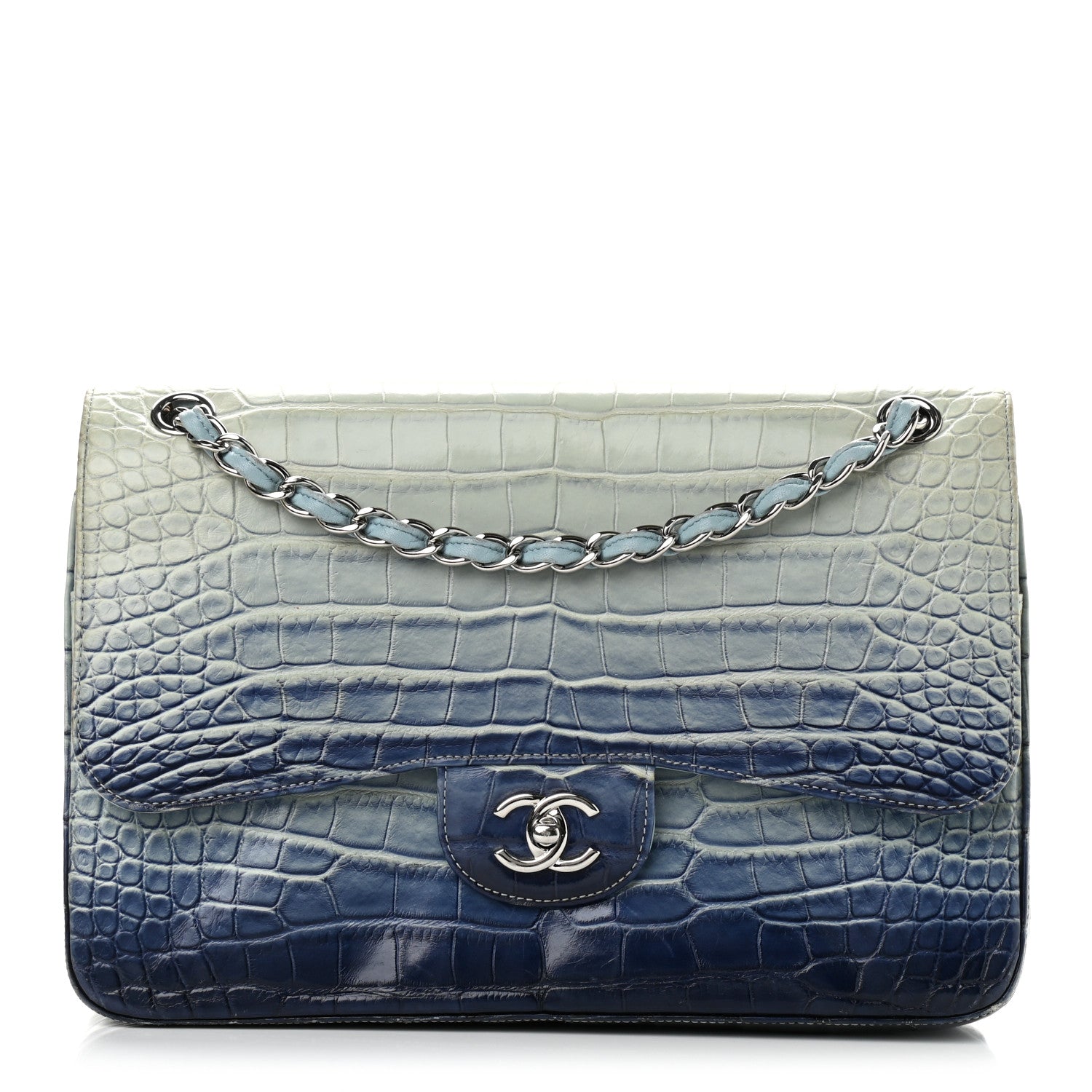 Chanel Alligator Ombre Jumbo Double Flap Blue 1 of 17