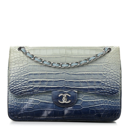 Chanel Alligator Ombre Jumbo Double Flap Blue 1 of 17
