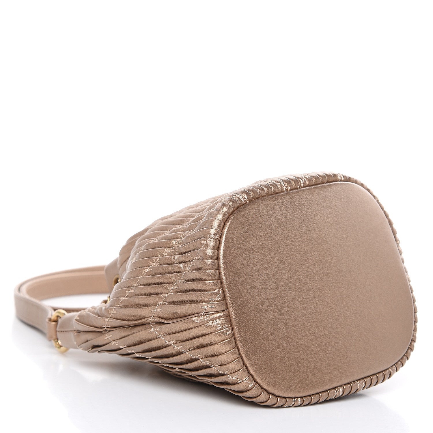 Chanel Metallic Lambskin Coco Pleats Small Drawstring Bag Gold 4 of 9