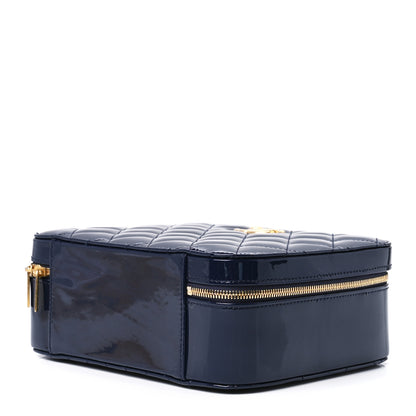 Chanel Patent Quilted Top Handle Vanity Case Navy Blue 9 of 11