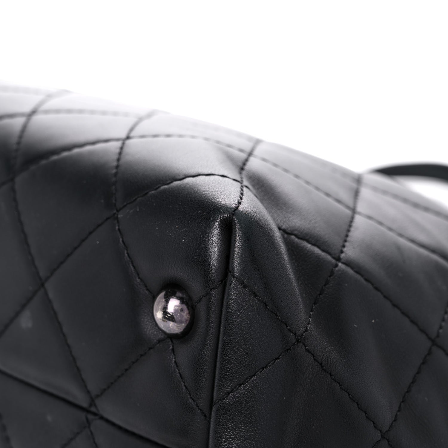 Chanel Sheepskin Quilted Chain Handle Large Shopping Tote Black 11 of 24