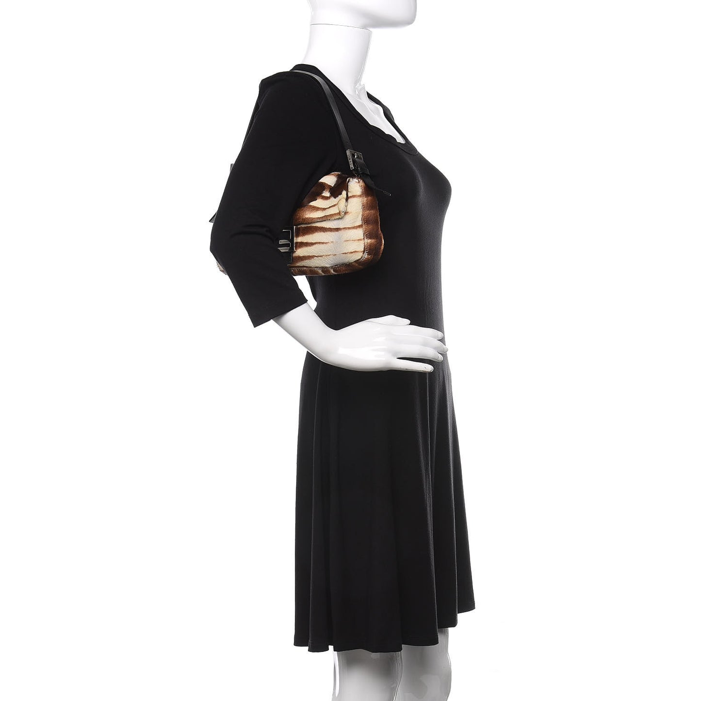 Calf Hair Zebra Print Baguette Brown