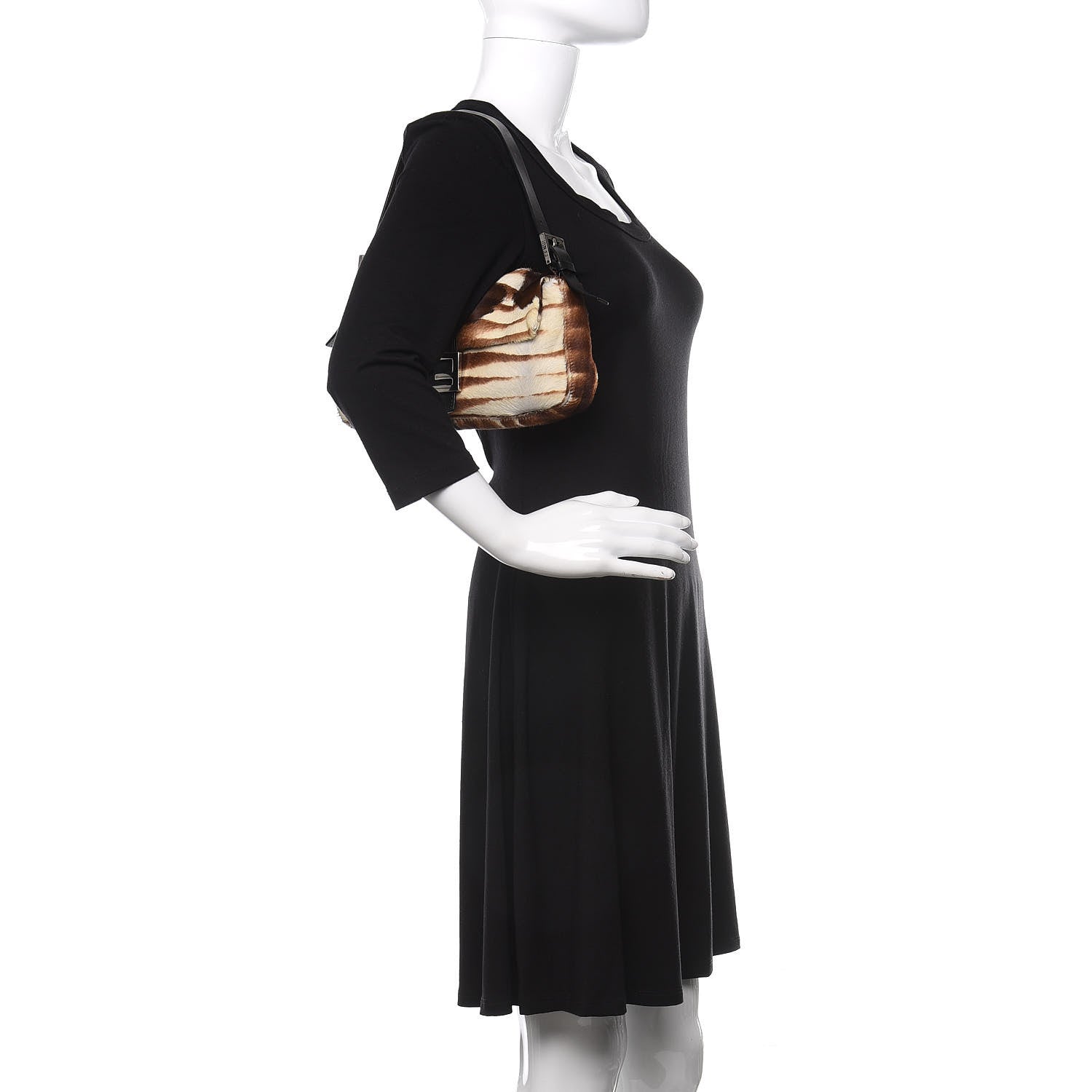 Fendi Calf Hair Zebra Print Baguette Brown 2 of 10