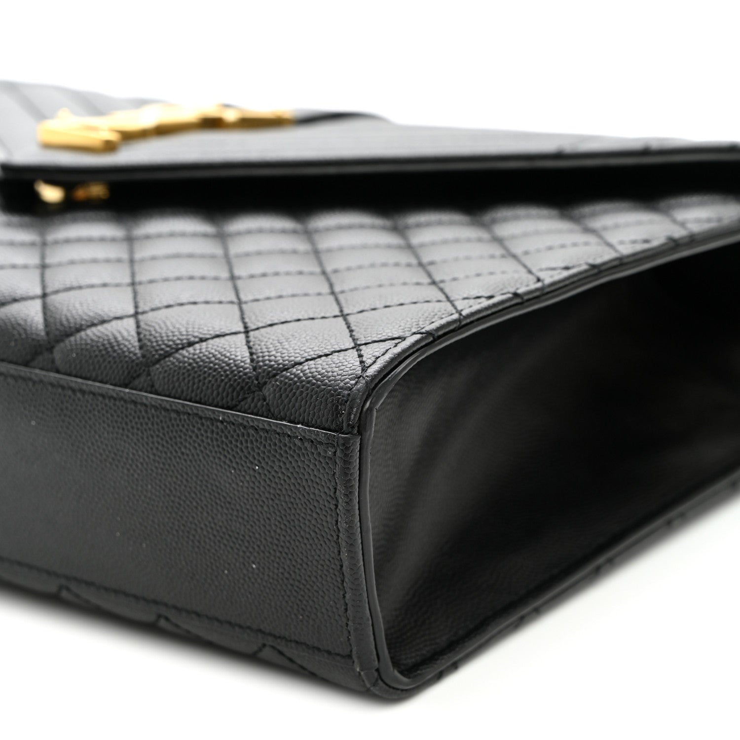 Saint Laurent Grain De Poudre Textured Mixed Matelasse Large Triquilt Monogram Satchel Black 10 of 10