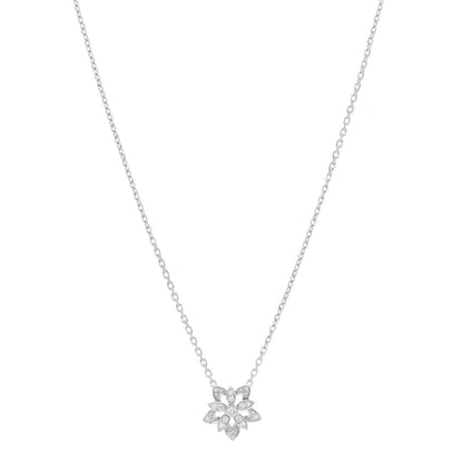 Van Cleef & Arpels 18K White Gold Diamond Mini Lotus Pendant Necklace 1 of 6