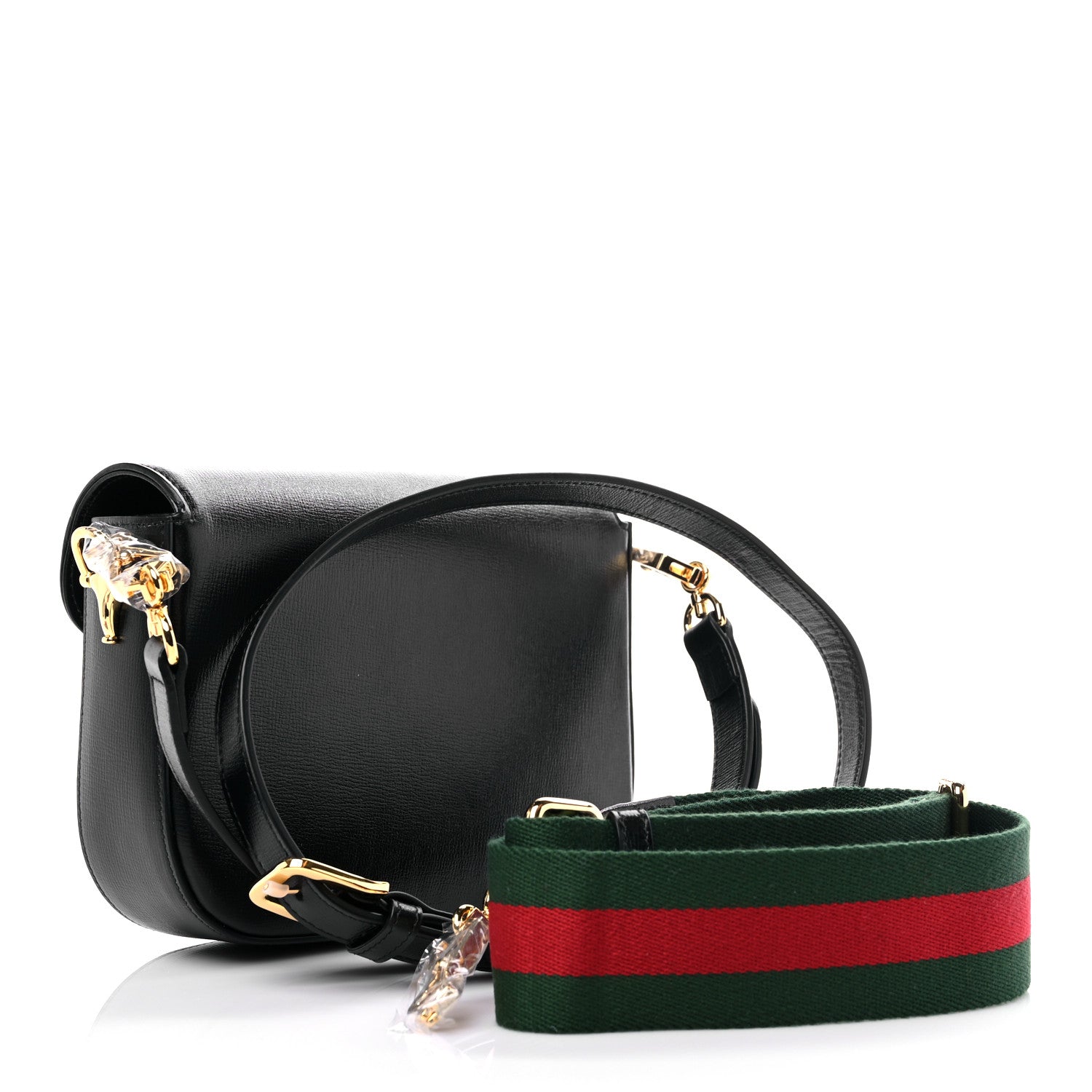 Gucci Azalea Calfskin Web Mini Horsebit 1955 Shoulder Bag Black 3 of 8
