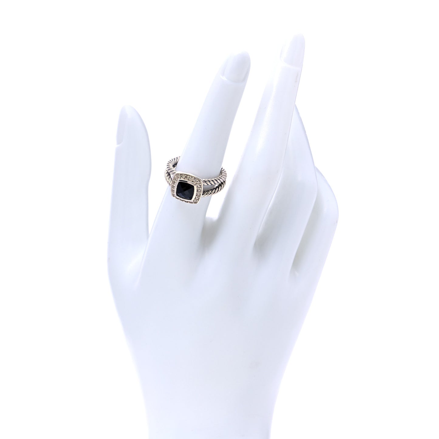Sterling Silver Diamond Black Onyx 7mm Petite Albion Ring 55 7.25