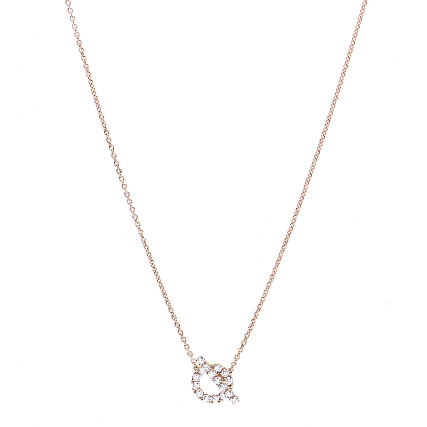 Hermes 18K Rose Gold Diamond Finesse Pendant Necklace 1 of 6