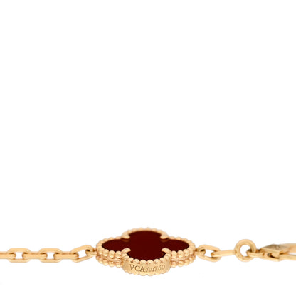 Van Cleef & Arpels 18K Yellow Gold Carnelian 5 Motifs Vintage Alhambra Bracelet 3 of 5