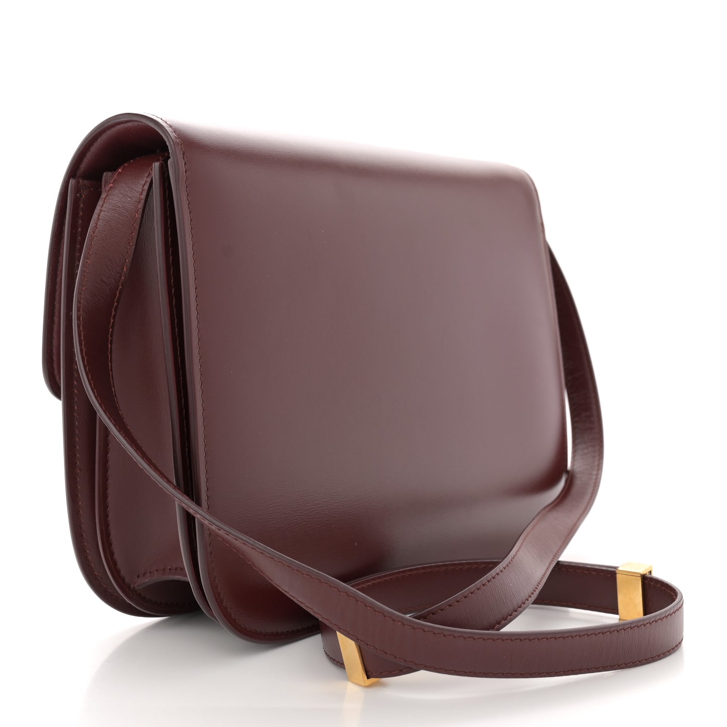 Box Calfskin Medium Classic Box Flap Bag Burgundy