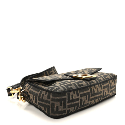 Fendi Fabric Jacquard FF 1974 Medium Baguette Tobacco Moro Black 4 of 9
