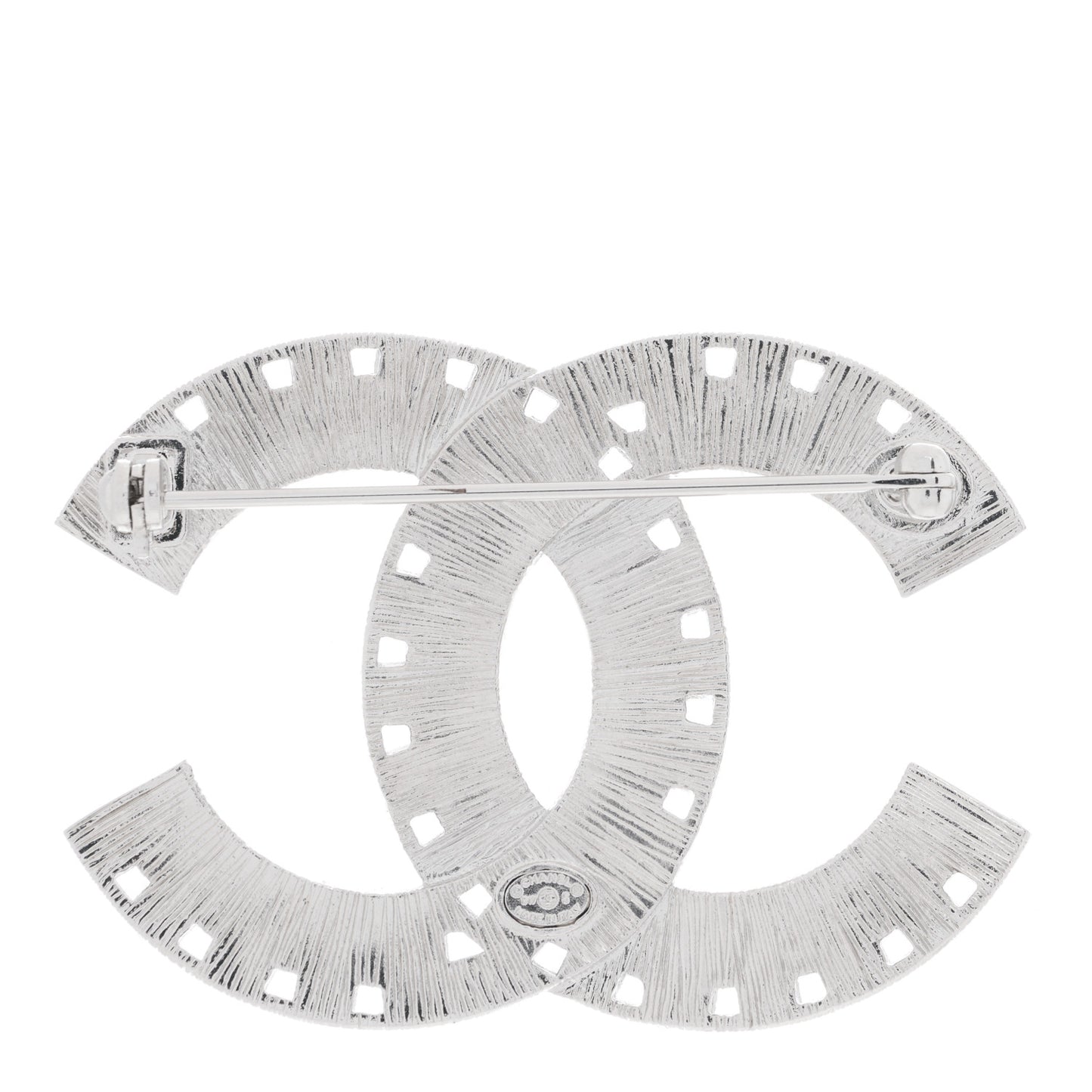 Baguette Crystal CC Brooch Silver Pink
