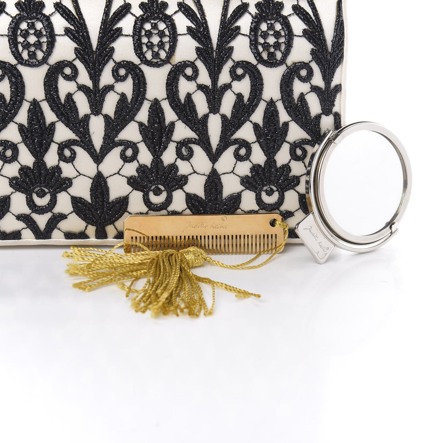 Satin Lace Clutch Ivory Black