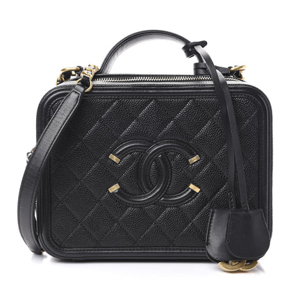 Chanel Caviar Quilted Medium CC Filigree Vanity Case Black 1 of 10
