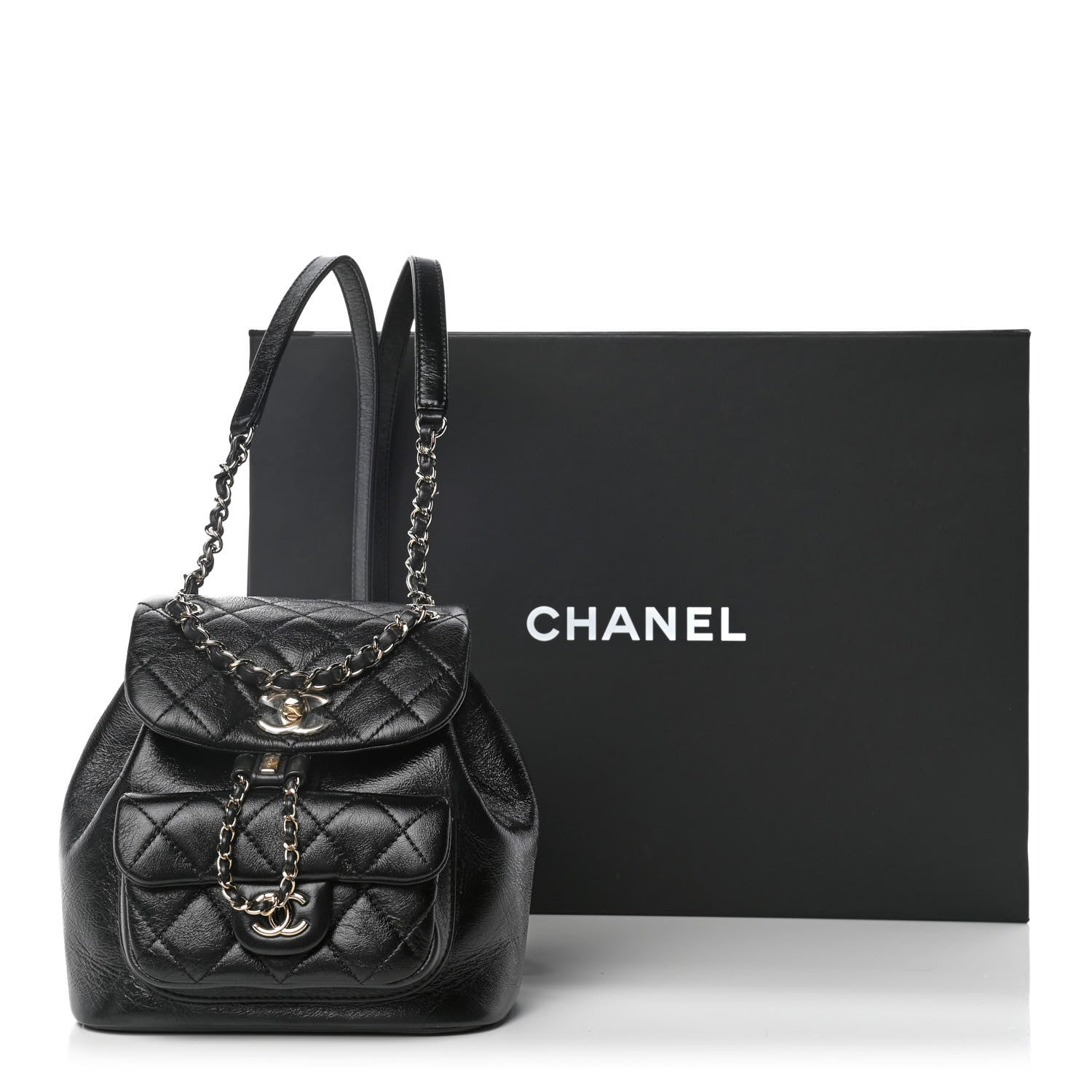 Chanel Glazed Aged Calfskin Quilted Small Duma Drawstring Backpack Black 10 of 10