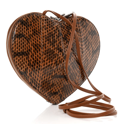 Alaia Calfskin Snakeskin Embossed Le Coeur Bag Caramel 3 of 9