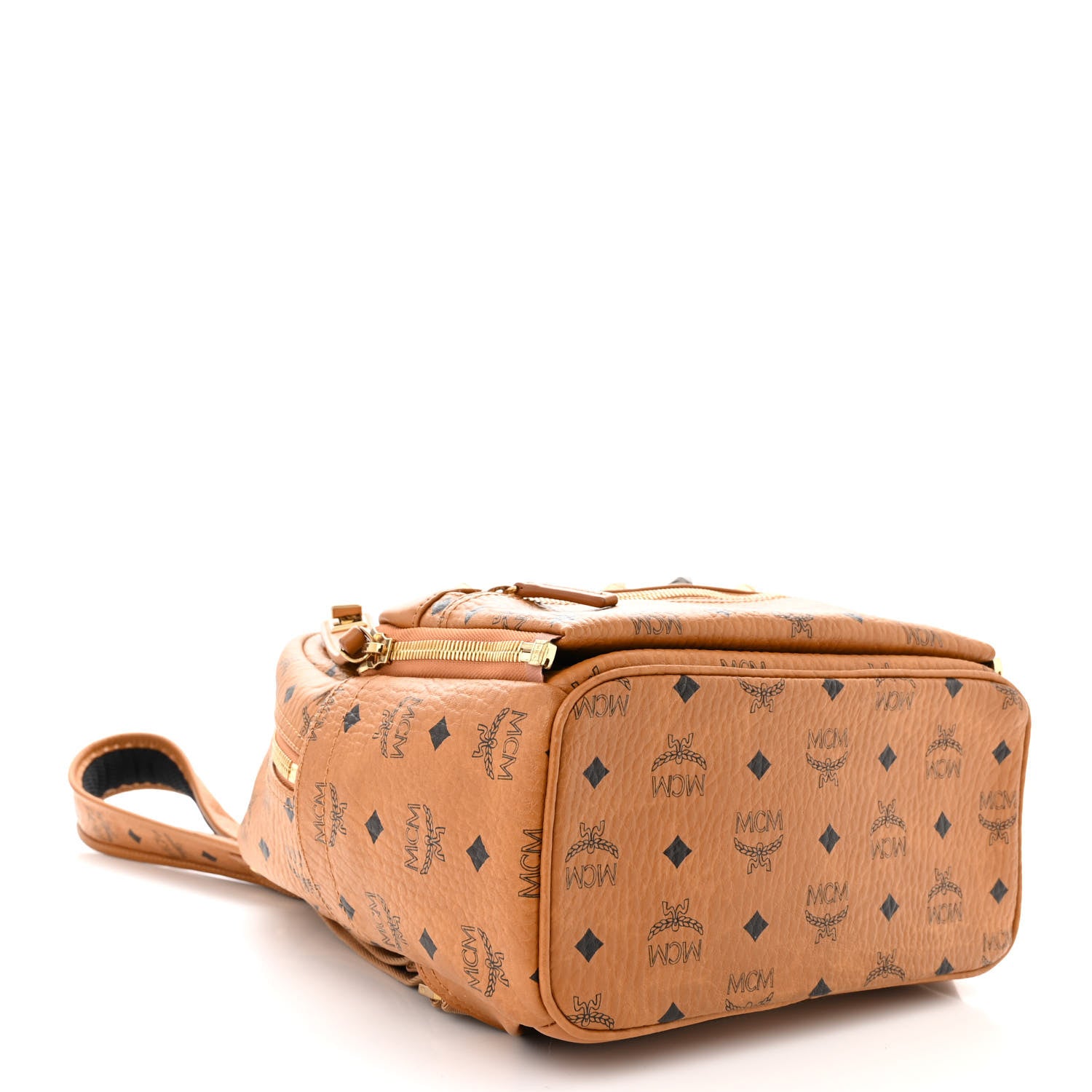 MCM Visetos Studded Medium Dual Stark Backpack Cognac 4 of 10