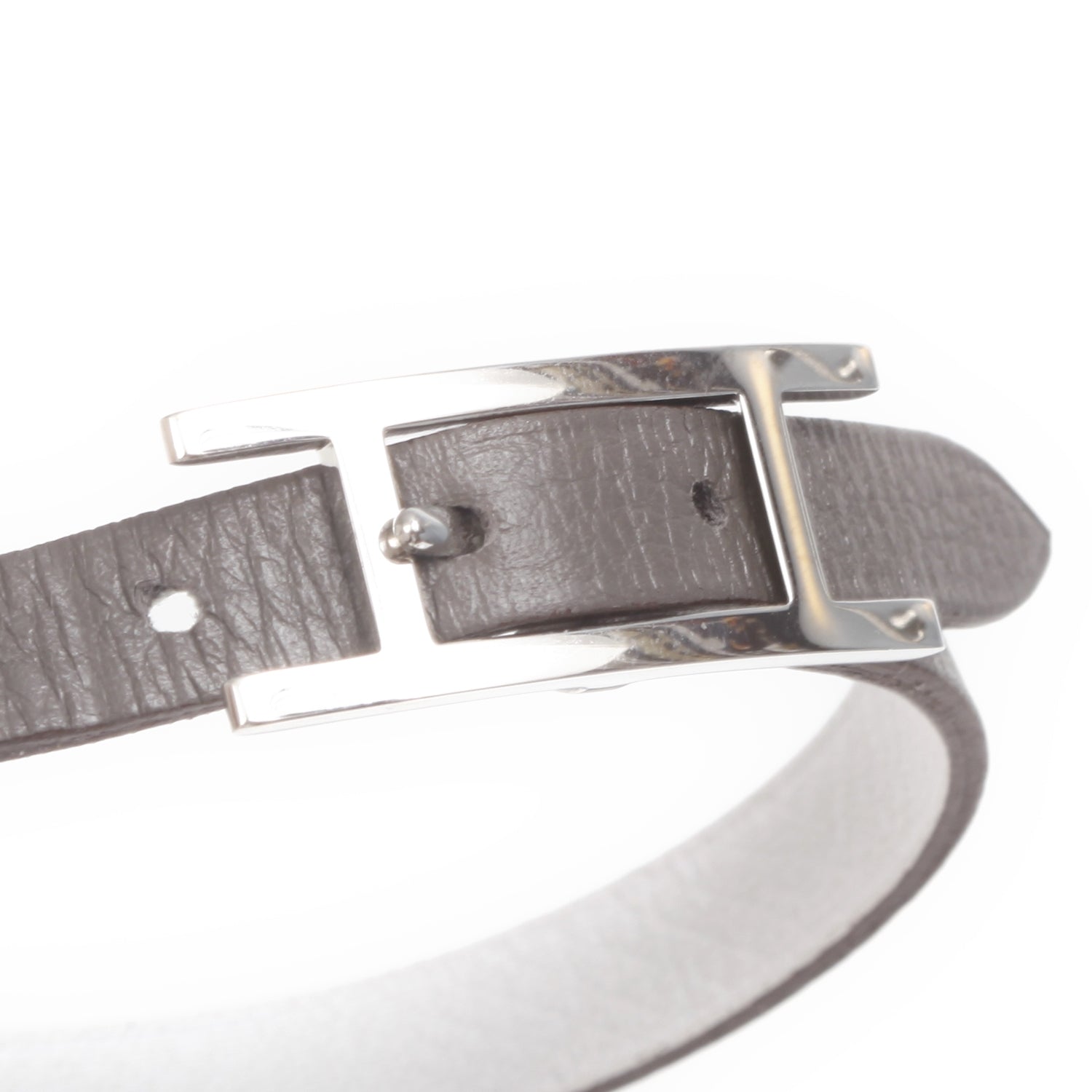 Hermes Swift and Epsom Hapi Single Tour Wrap Bracelet Etain Blanc 3 of 4