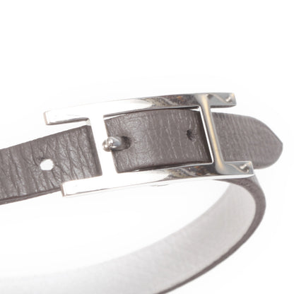 Hermes Swift and Epsom Hapi Single Tour Wrap Bracelet Etain Blanc 3 of 4