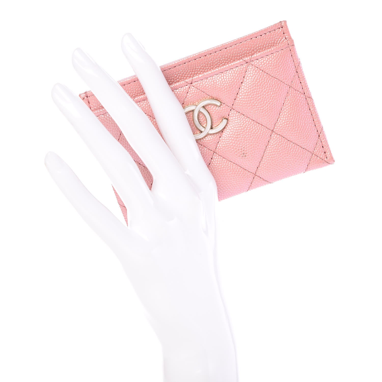 Chanel Iridescent Caviar Quilted Card Holder Rose Pink 2 of 13