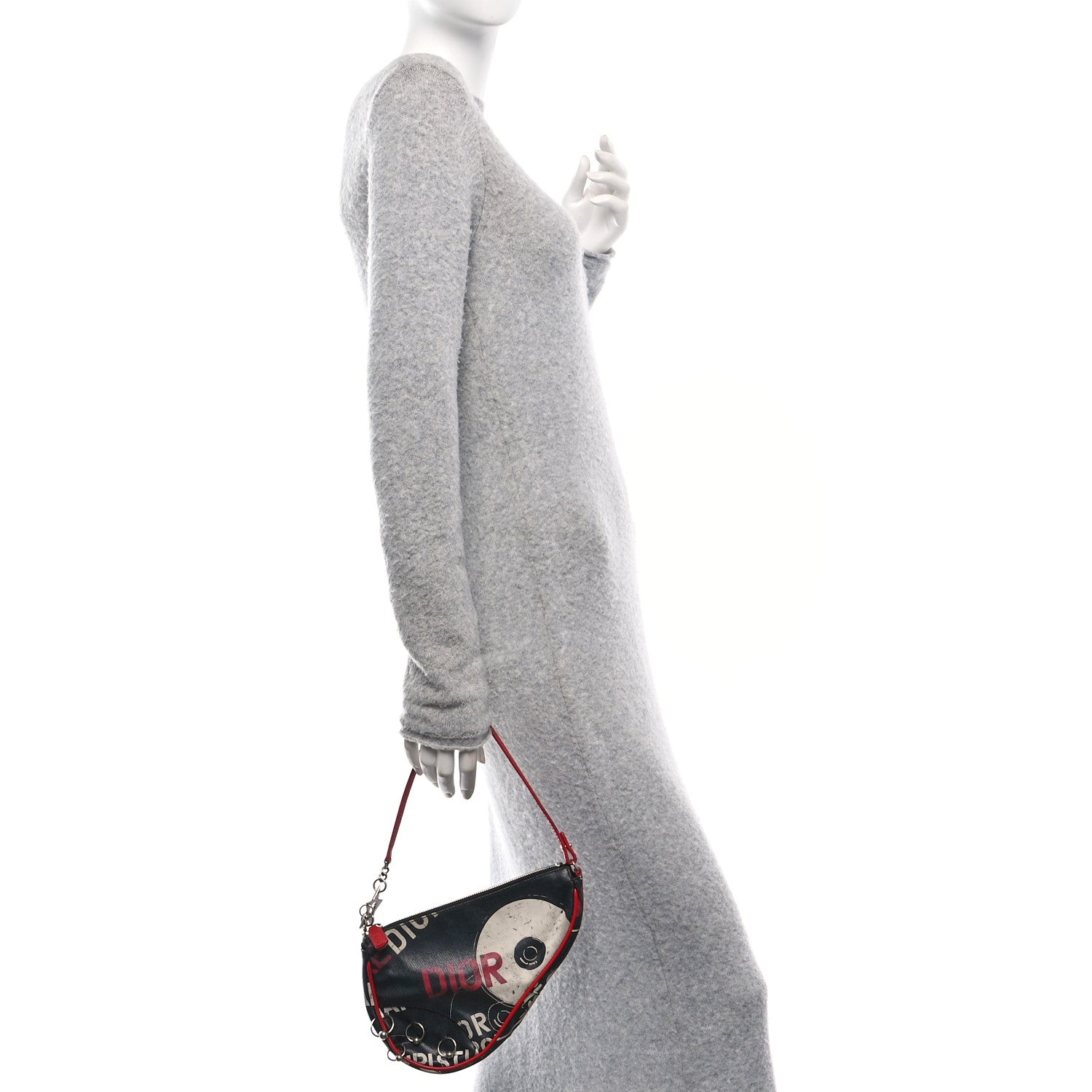 Christian Dior Coated Canvas Hardcore Mini Saddle Pochette Black Red 2 of 13
