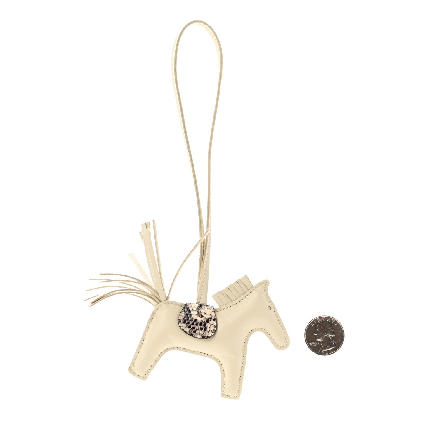 Milo Lambskin Lizard Touch Grigri Rodeo Horse Bag Charm PM Craie Ombre