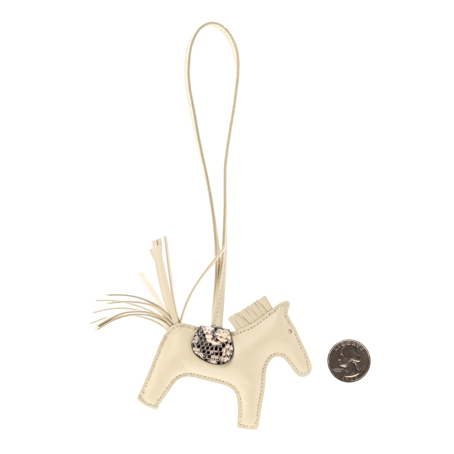 Hermes Milo Lambskin Lizard Touch Grigri Rodeo Horse Bag Charm PM Craie Ombre 2 of 5