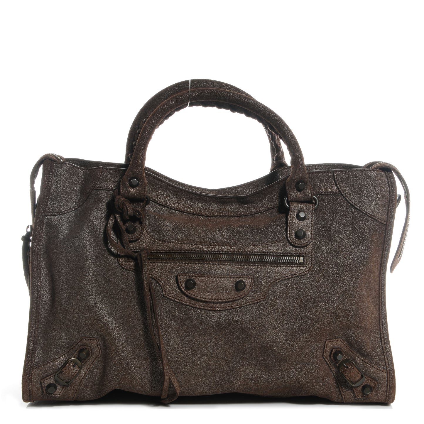 Metallic Craquele Calfskin Classic Hardware City Bronze