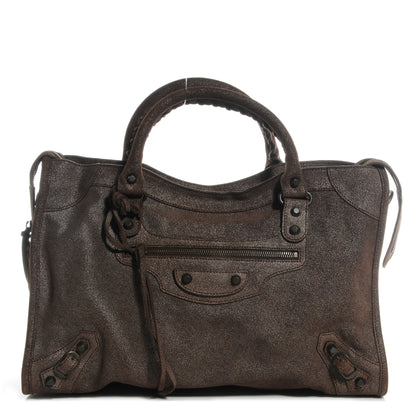 Balenciaga Metallic Craquele Calfskin Classic Hardware City Bronze 1 of 9