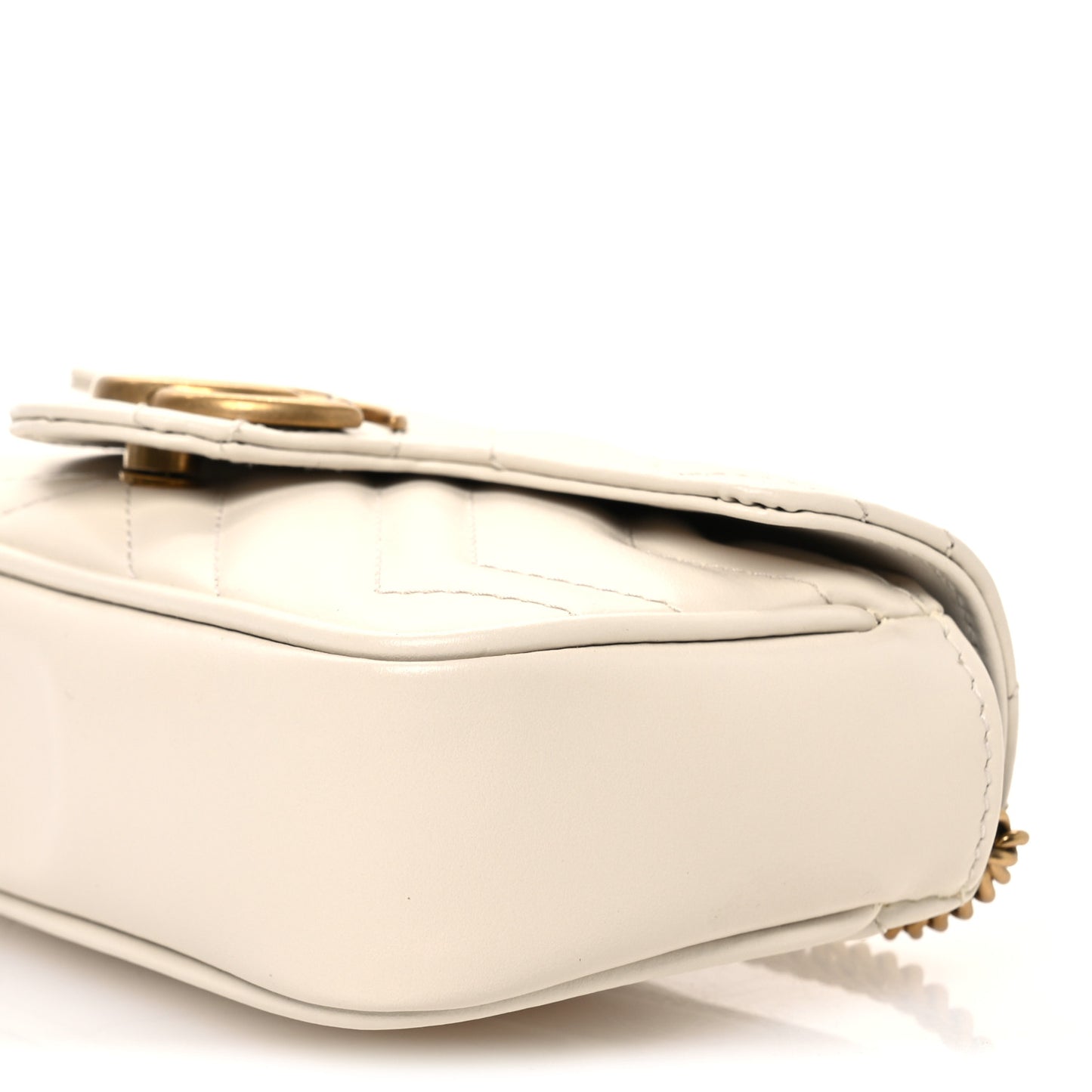 Calfskin Matelasse Super Mini GG Marmont Shoulder Bag White