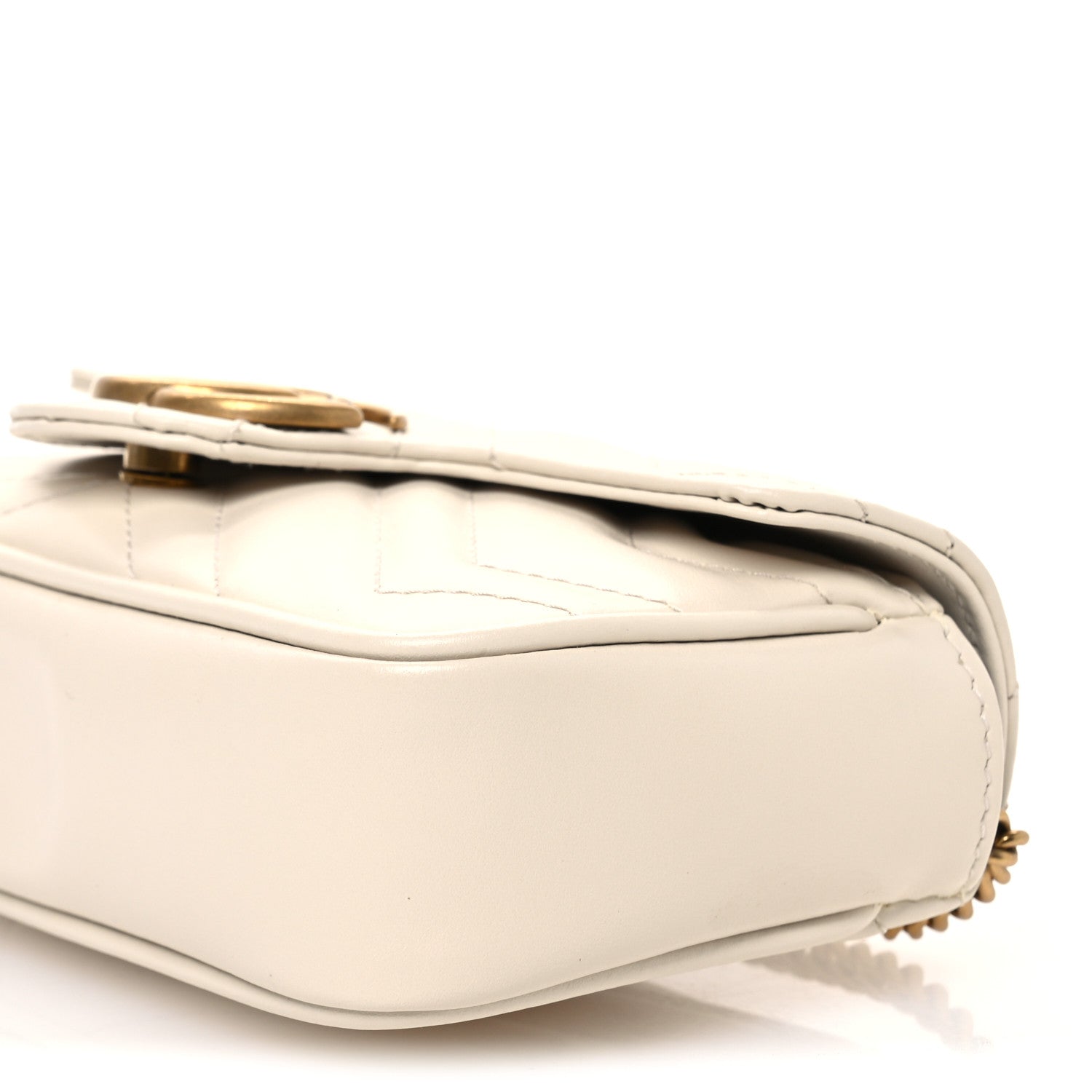 Gucci Calfskin Matelasse Super Mini GG Marmont Shoulder Bag White 10 of 11