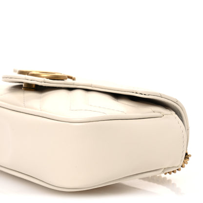 Gucci Calfskin Matelasse Super Mini GG Marmont Shoulder Bag White 10 of 11