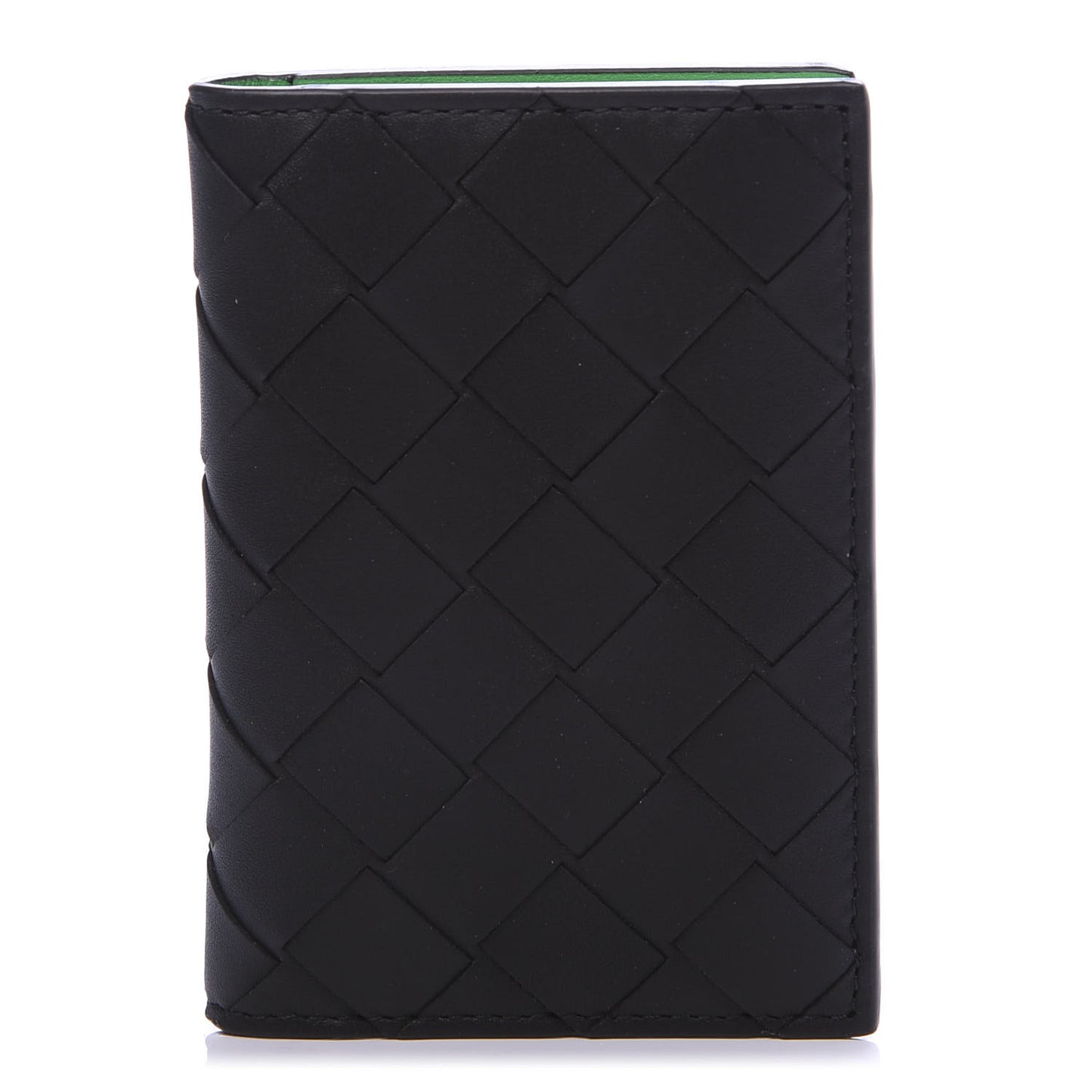 Nappa Maxi Intrecciato Bi-Fold Card Holder Black Grass