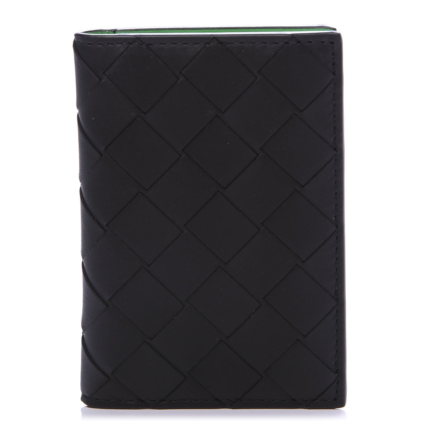 Bottega Veneta Nappa Maxi Intrecciato Bi-Fold Card Holder Black Grass 1 of 7