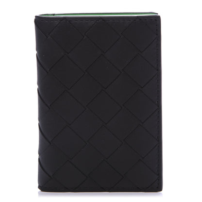 Bottega Veneta Nappa Maxi Intrecciato Bi-Fold Card Holder Black Grass 1 of 7