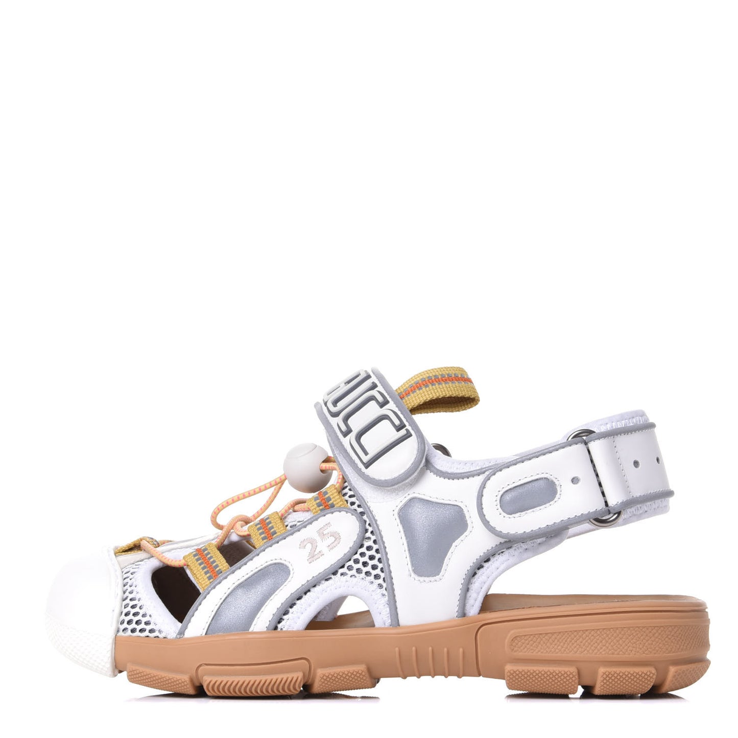 Mesh Fabric Tinsel Sport Sandals 37 White Silver