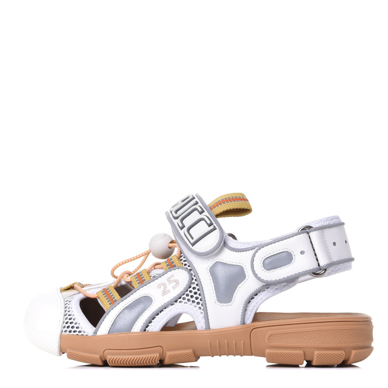 Gucci Mesh Fabric Tinsel Sport Sandals 37 White Silver 1 of 12