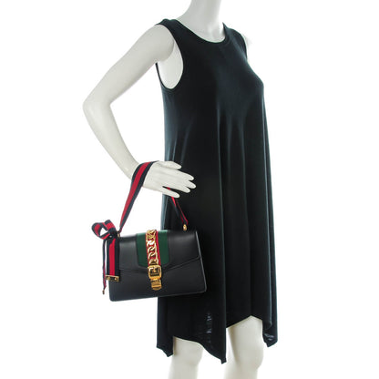 Gucci Calfskin Small Sylvie Shoulder Bag Black 2 of 8