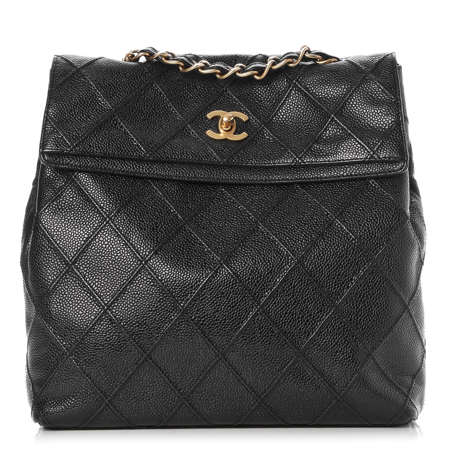 Caviar Diamond Stitched Shoulder Bag Black