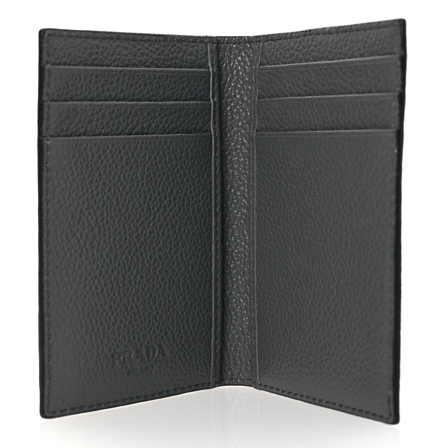 Prada Vitello Micro Grain Card Holder Black Mercurio 5 of 7