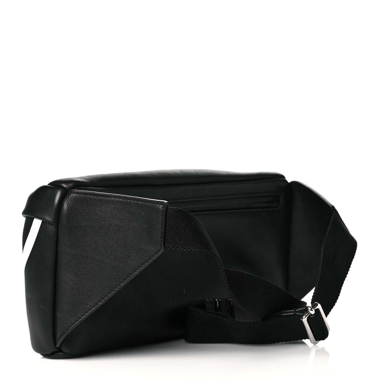 Calfskin Go Logo Belt Bag Black White
