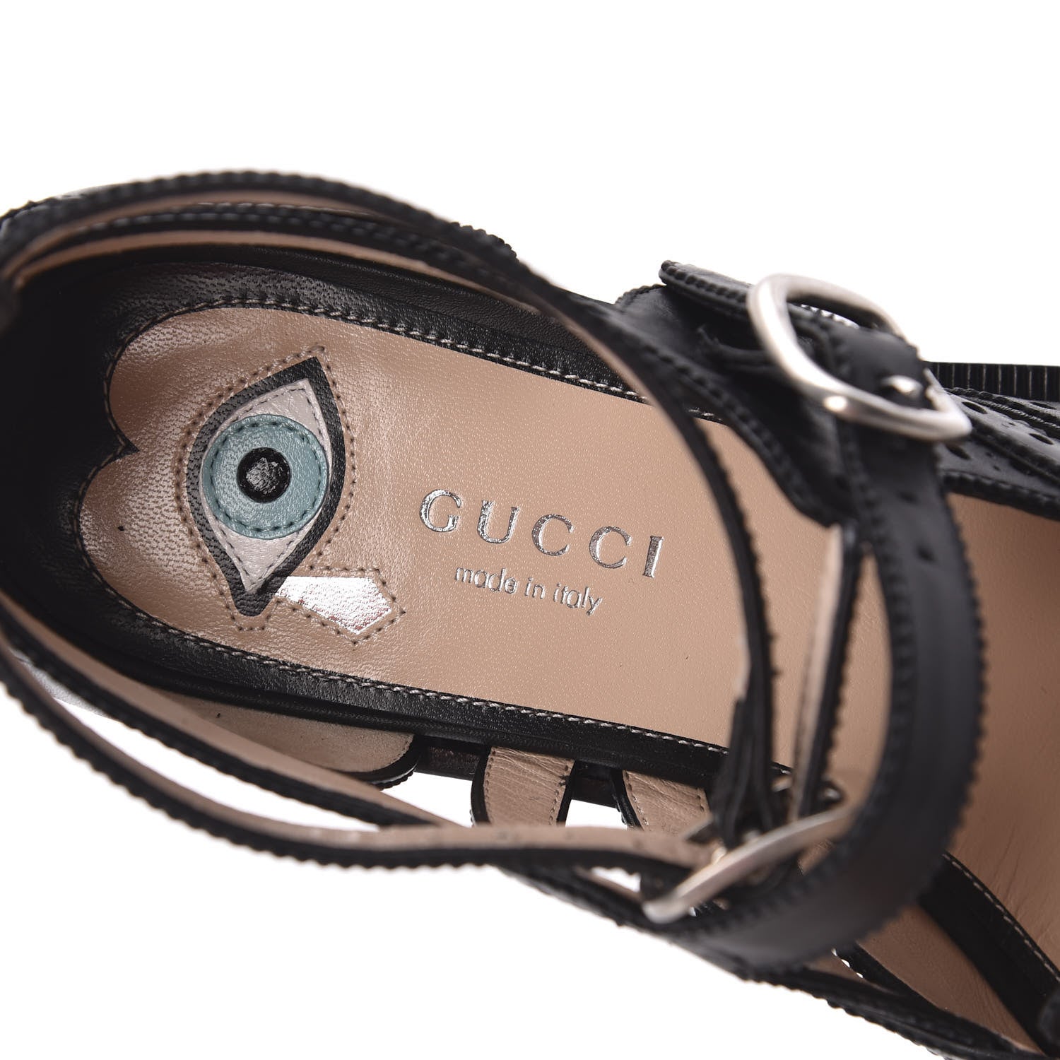 Gucci Calfskin Bee Embroidered Womens Queercore Brogue Wingtip Monk Strap Loafers 38 Black 7 of 9