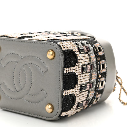 Chanel Metallic Lambskin Crystal Metiers D'Art Chateau de Chenonceau Bucket Bag Grey 10 of 10