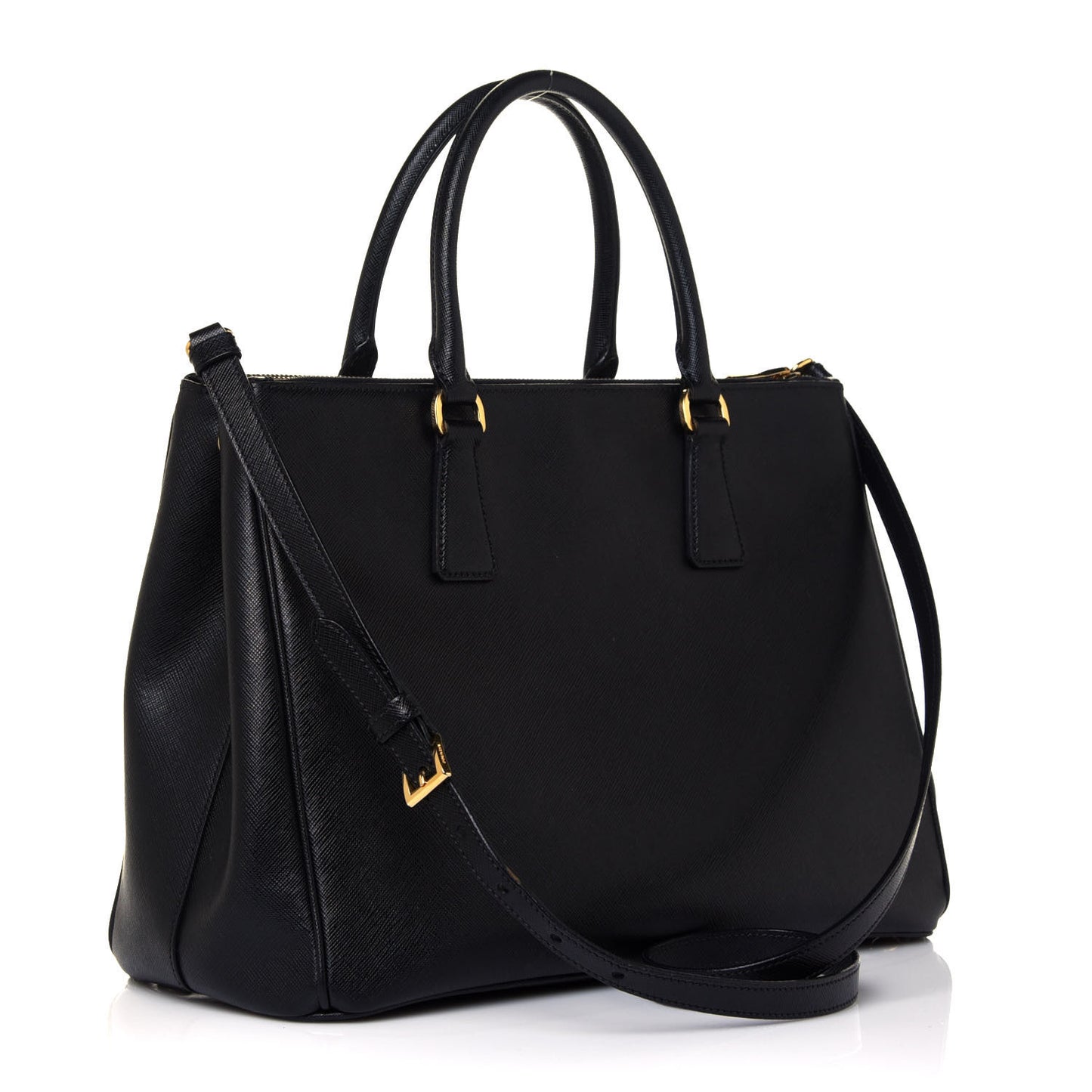 Saffiano Large Galleria Double Zip Tote Black