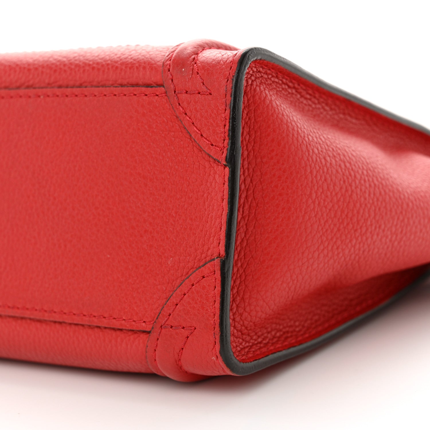 Celine Drummed Calfskin Nano Luggage Red 9 of 15