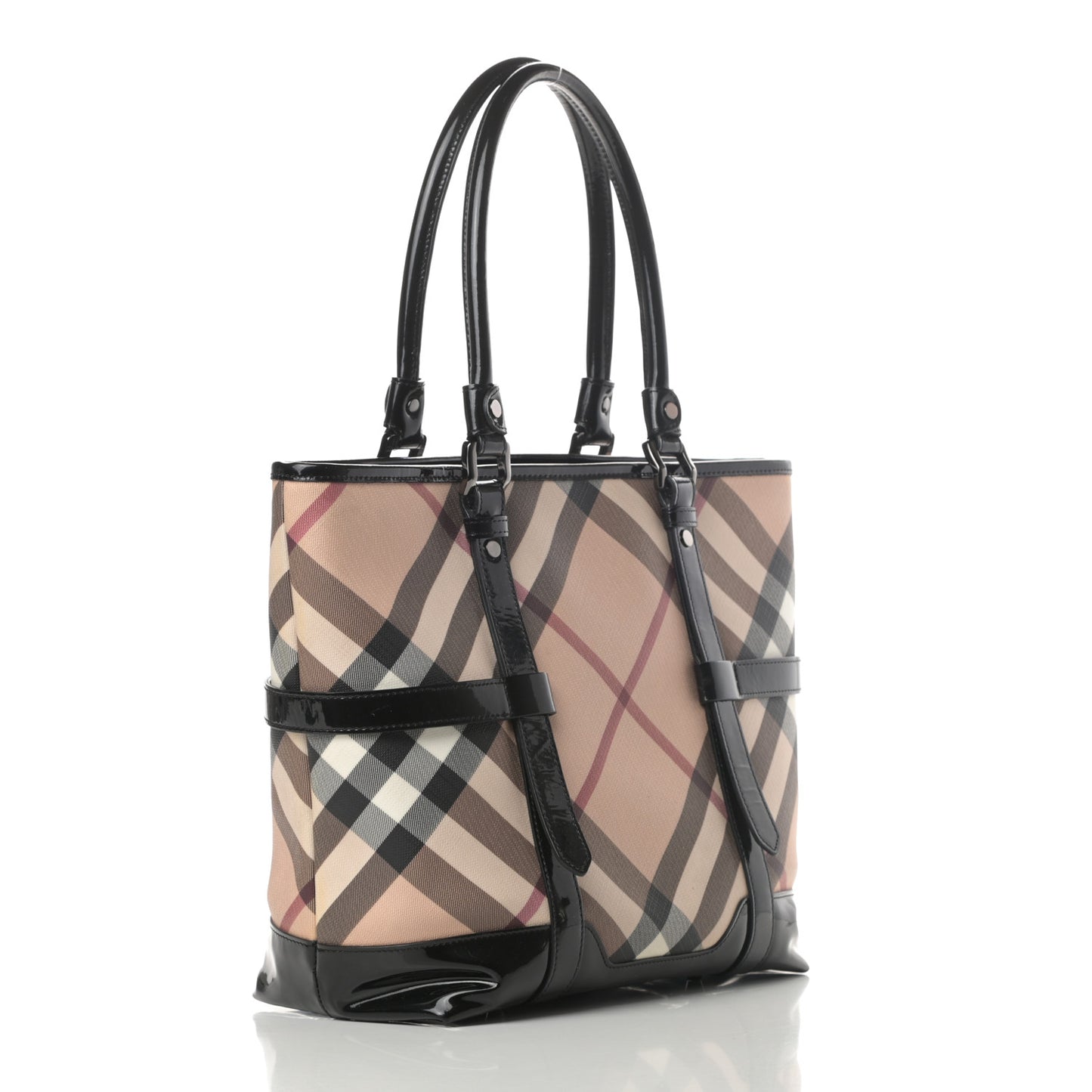 Patent Supernova Check Medium Denham Tote Black