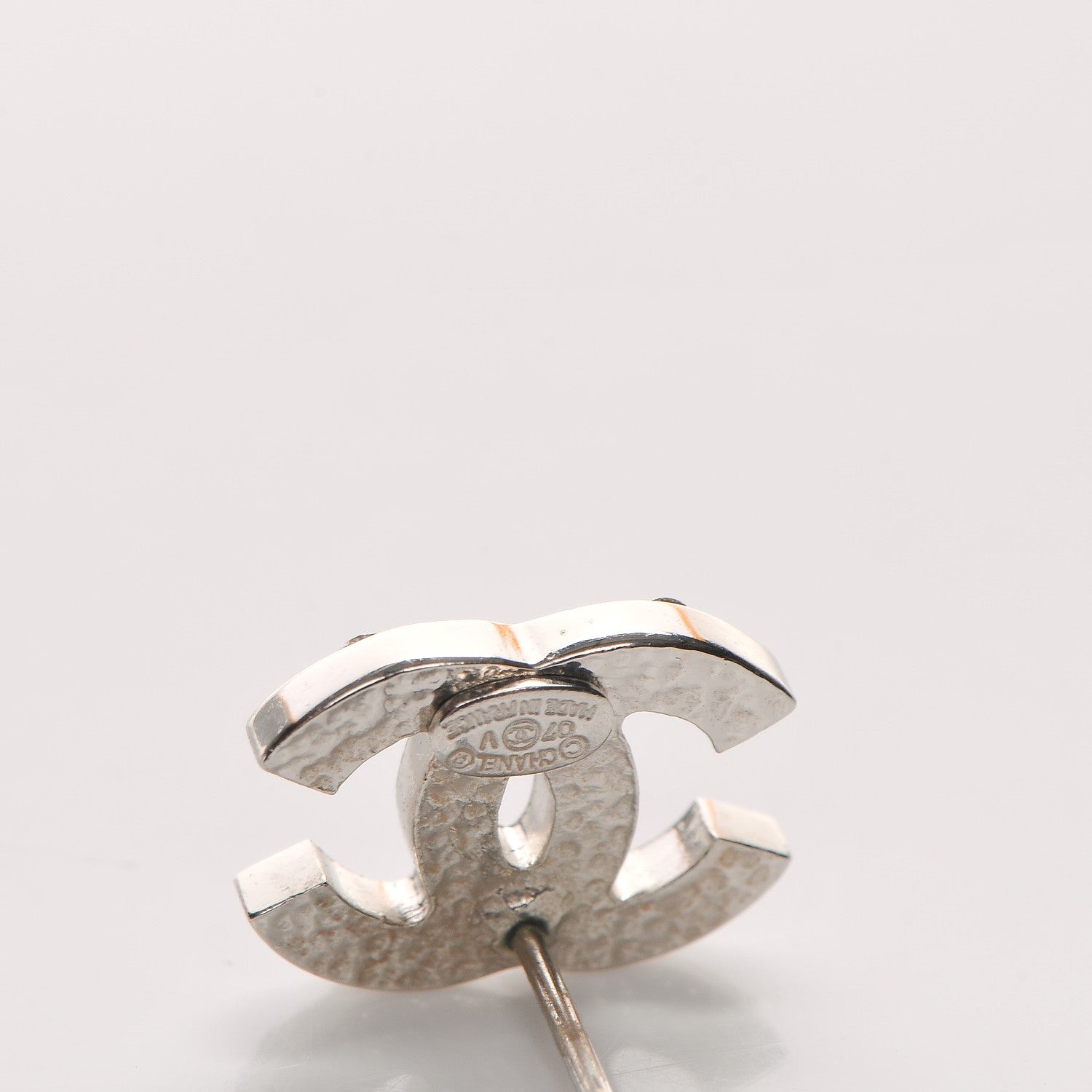 Chanel Crystal Timeless CC Earrings Silver 4 of 4