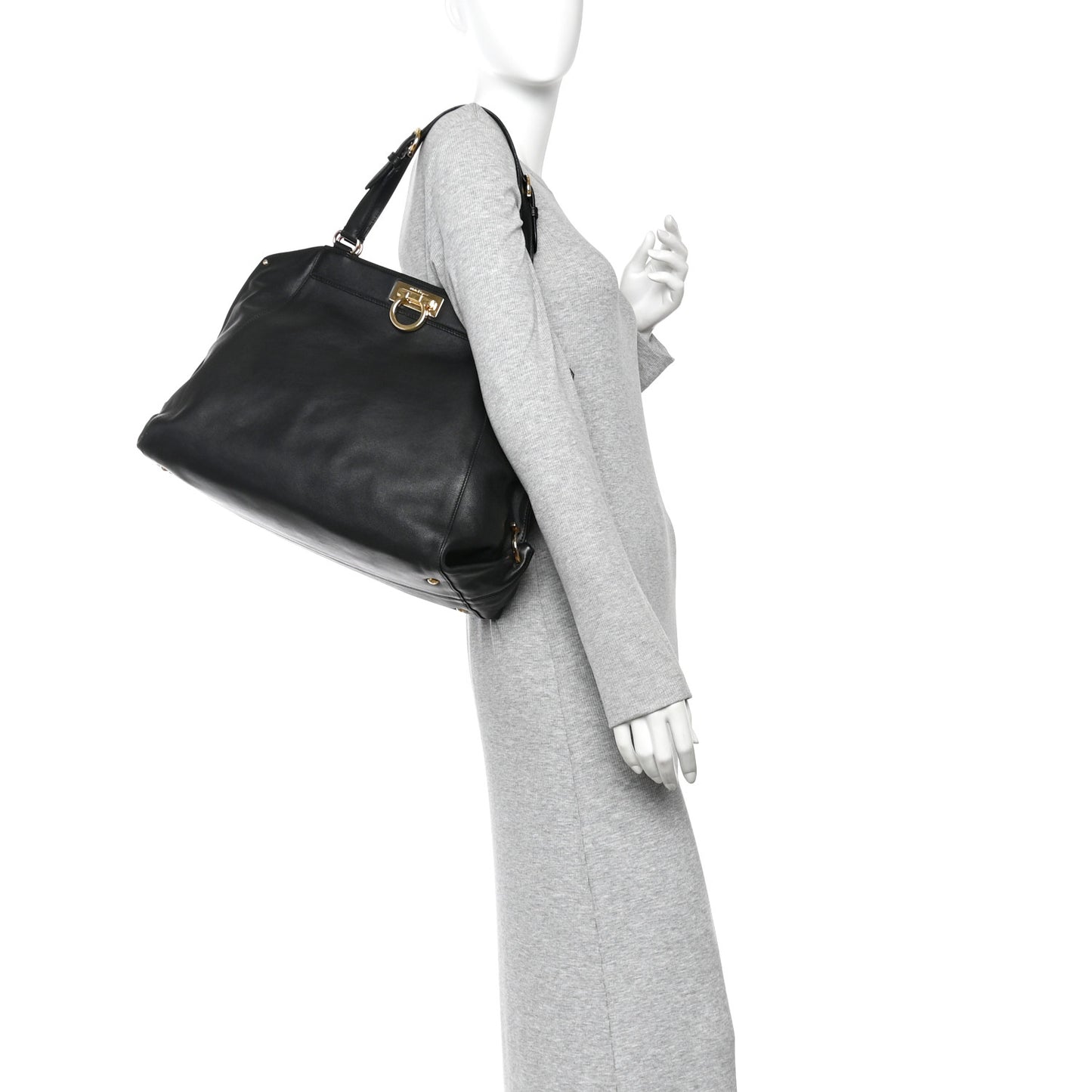 Calfskin Trifolio Tote Black