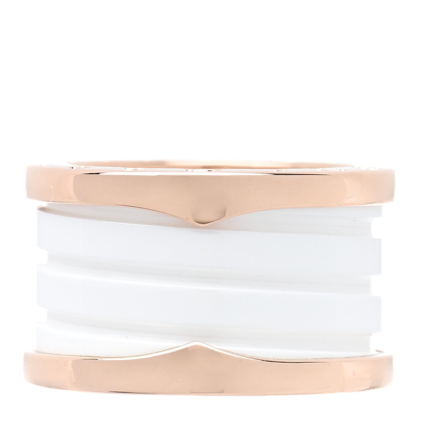 18K Rose Gold White Ceramic B.Zero1 Four-Band Ring 48 4.5