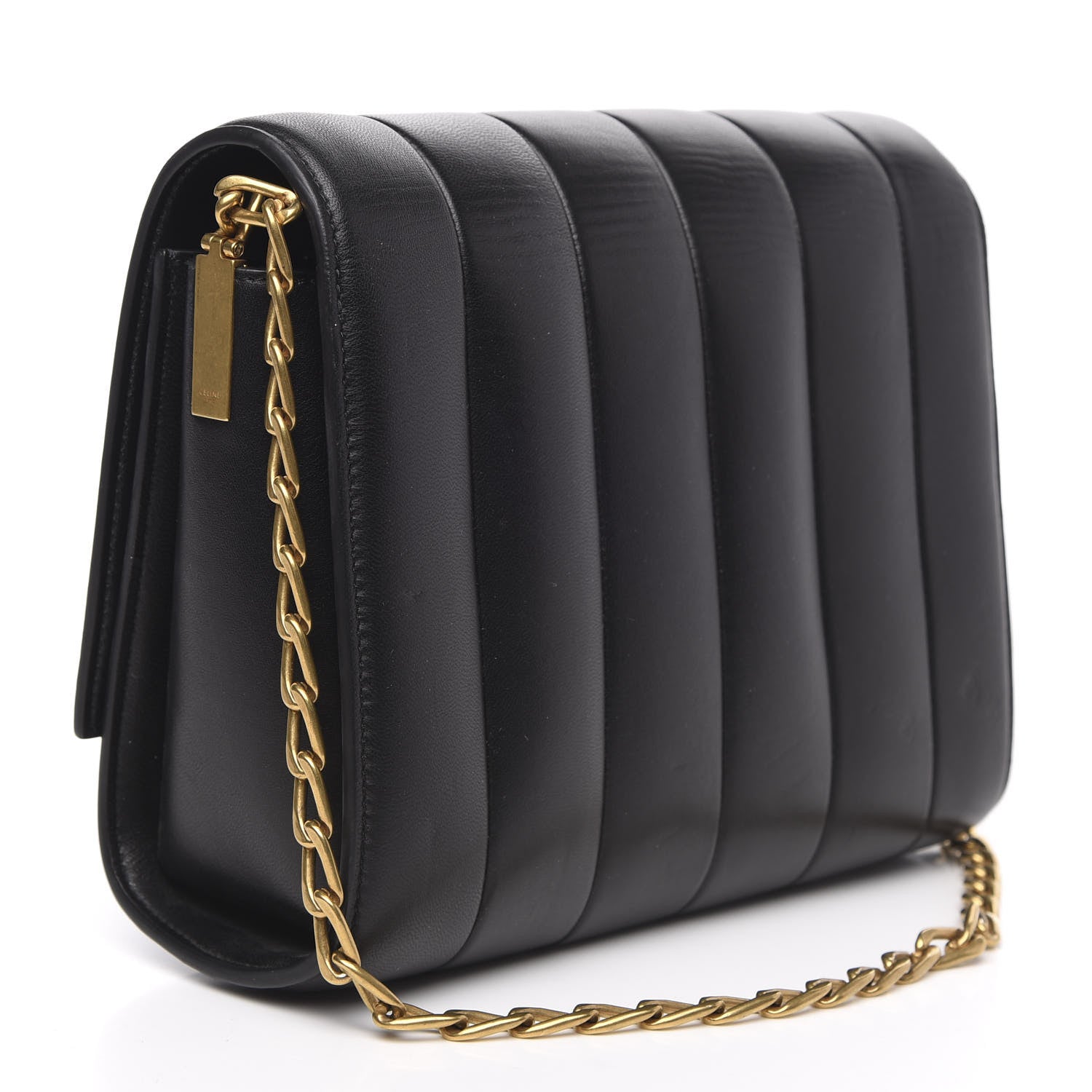 Celine Lambskin Quilted Shoulder Bag Black 3 of 12